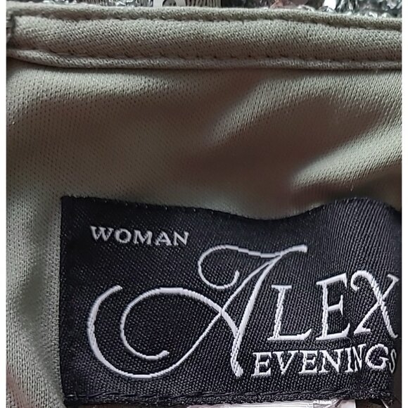 Women’s Alex Evenings 2-piece Maxi Dress Set XL Green Lace Sequins Jacket - Picture 13 of 16